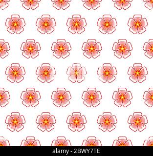 Seamless symmetric pattern of the abstract contour flowers Stock Vector