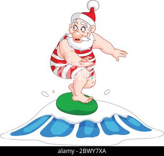 Santa surfing Stock Vector