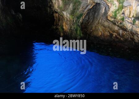 Italy, Campania, Capo Palinuro - 11 August 2019 - The beautiful Capo Palinuro caves Blue Grotto Stock Photo