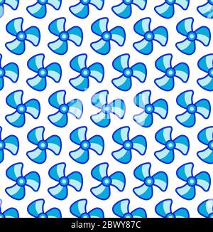 Seamless pattern of three-bladed fans Stock Vector