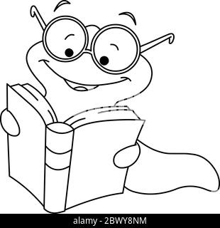 Outlined book worm Stock Vector