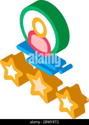 Human Silhouette Avatar And Stars Job isometric icon Stock Vector