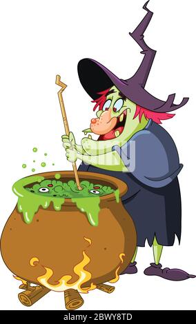 Witch preparing a potion Stock Vector