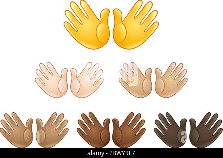 Open hands sign emoji of various skin tones Stock Vector