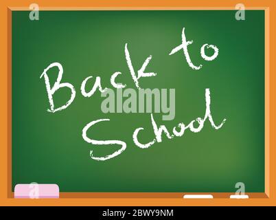 Back to school text on a chalkboard Stock Vector