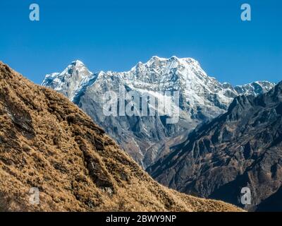 Nepal. Trek to Mera Peak. Scenic from the Hinku valley of Mera Peak 6476m Stock Photo