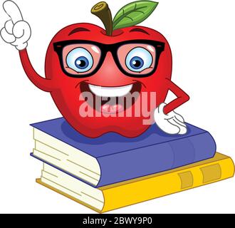 Smart apple pointing with his finger Stock Vector
