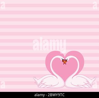 Swans love letter Stock Vector