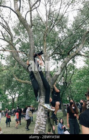 Thousands of Black Lives Matter protestors march through the West End of London, on June 3rd, 2020. Stock Photo