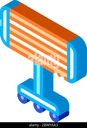 Portable Heating Device On Rollers isometric icon Stock Vector