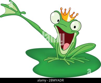Happy frog prince on a lily pad Stock Vector