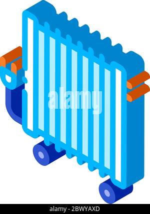 Portable Oil Radiator Heating System isometric icon Stock Vector