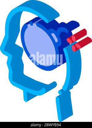 Bomb Dynamite Man Silhouette Headache isometric icon Stock Vector