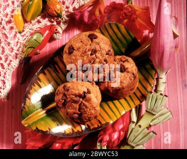 Chocolate Chip Banana Muffins Stock Photo