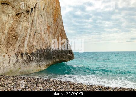 Cyprus Stone Coast of the Mediterranean Sea. Natural landscape of Cyprus Stock Photo