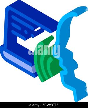 Laptop Human Voice Control isometric icon vector illustration Stock Vector