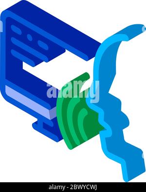 Computer Human Voice Control isometric icon vector illustration Stock Vector