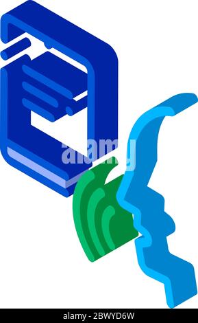 Notebook Human Voice Control isometric icon vector illustration Stock Vector