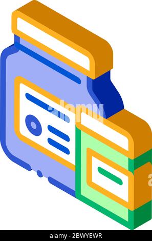 Medicine Healthcare Bottles Supplements isometric icon vector illustration Stock Vector