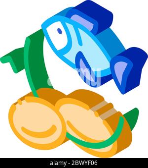 Fish Nutrients Supplements isometric icon vector illustration Stock Vector
