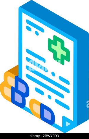 Recipe of Drugs Supplements isometric icon vector illustration Stock Vector
