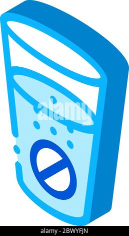 Glass of Water for Taking Pills Supplements isometric icon vector illustration Stock Vector