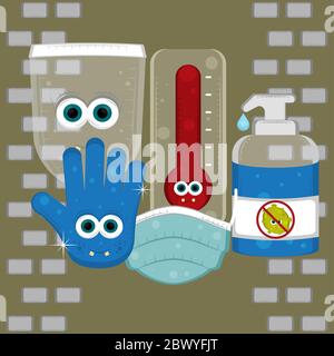 Cartoon of a virus protection Stock Vector