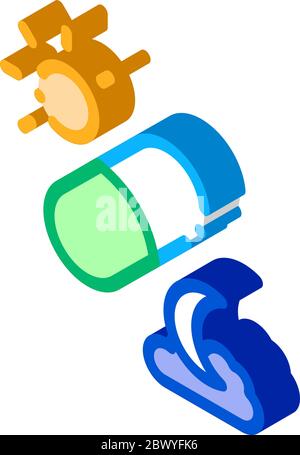 Photosynthesis and Capsules Supplements isometric icon vector illustration Stock Vector
