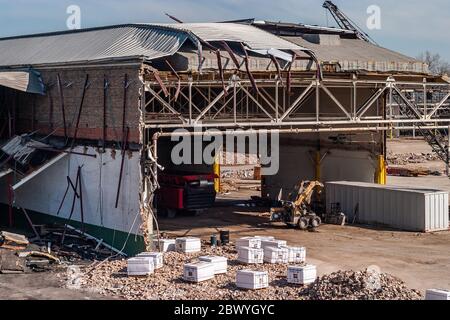 Industrial building undergoing demolition Stock Photo