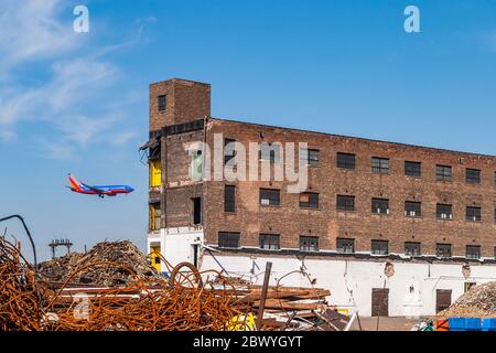 Industrial building undergoing demolition Stock Photo