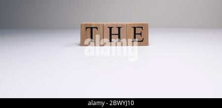 The word from wooden cubes on white background. Stock Photo