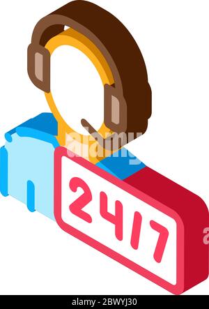 Hotline Man Support Postal Transportation Company isometric icon vector illustration Stock Vector