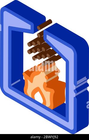 Factory Combustion Process Metallurgical isometric icon vector illustration Stock Vector