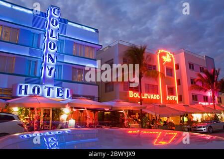 Colony Hotel on Ocean Drive South Beach Miami Florida USA Stock Photo ...