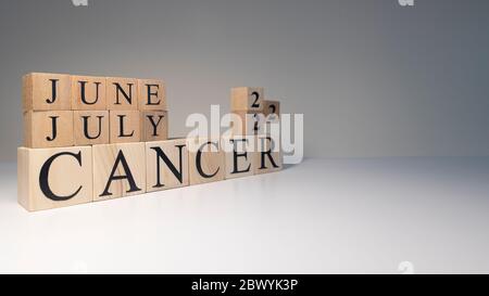 Cancer word on wooden cubes on white background. Stock Photo