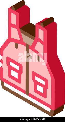 Life Jacket Canoeing isometric icon vector illustration Stock Vector