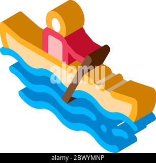 Rowing Boat Canoeing isometric icon vector illustration Stock Vector