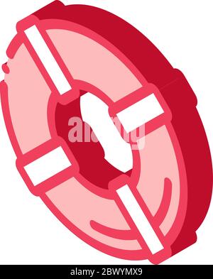 Lifebuoy Canoeing isometric icon vector illustration Stock Vector