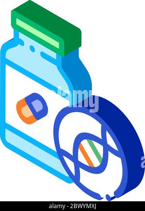 Medical Pill Bottle Biohacking isometric icon vector illustration Stock Vector