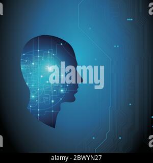 Artificial intelligence concept,Strong AI,Quantum computer, singularity Stock Vector