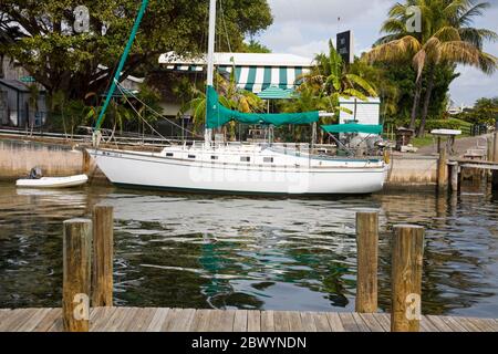 Dinner Key Marina in  Coconut Grove, Miami, Florida, USA Stock Photo