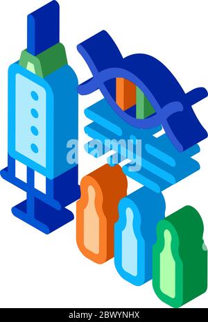 Syringe with Ampoules Biohacking isometric icon vector illustration Stock Vector