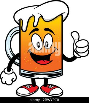 Beer Mascot with Thumbs Up - A cartoon illustration of a Beer Mascot with a Thumbs Up. Stock Vector