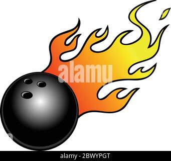 Bowling Ball with Flames- An Illustration of a Bowling Ball with Flames. Stock Vector