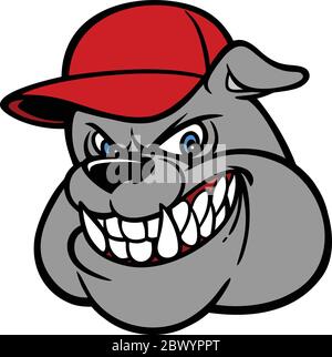 Bulldog with Baseball Cap- A Cartoon Illustration of a Bulldog with a Baseball Cap. Stock Vector