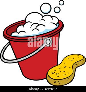 Car Wash Bucket- An Illustration of a Car Wash Bucket. Stock Vector