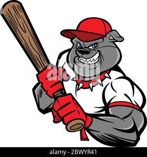 Bulldog Baseball- A Cartoon Illustration of a Bulldog Baseball Mascot. Stock Vector