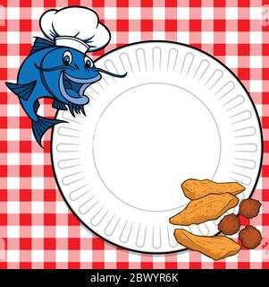 Catfish Cookout - A cartoon illustration of a Catfish Cookout. Stock Vector