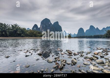 view of Li River and mountain around it Stock Photo