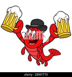 Crawfish Daddy - A cartoon illustration of a Crawfish Daddy. Stock Vector